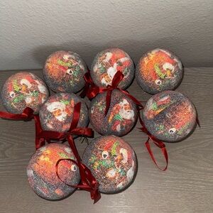 Sugar Coated Frosted Christmas Tree Ornaments Retro Lot of 9 Coca-Cola theme